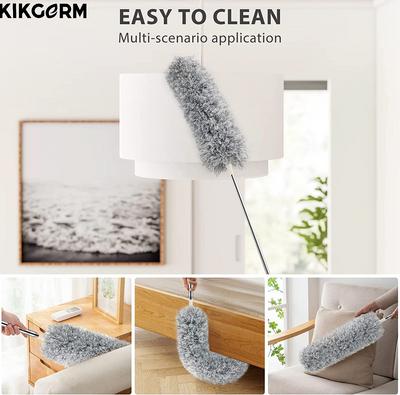 Microfiber Feather Duster Bendable & Extendable Fan Cleaning Duster with 100 inches