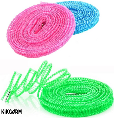 5 Meters Windproof Anti-Slip Clothes Washing Line Drying Nylon Rope with Hooks | Color May Vary