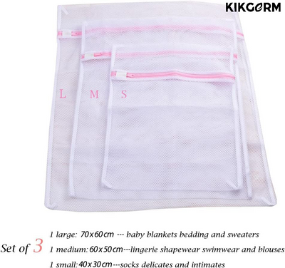 Premium Mesh Laundry Clothes Washing Bag (Set of 3) for Washing Machine Delicates | Large, Medium, Small