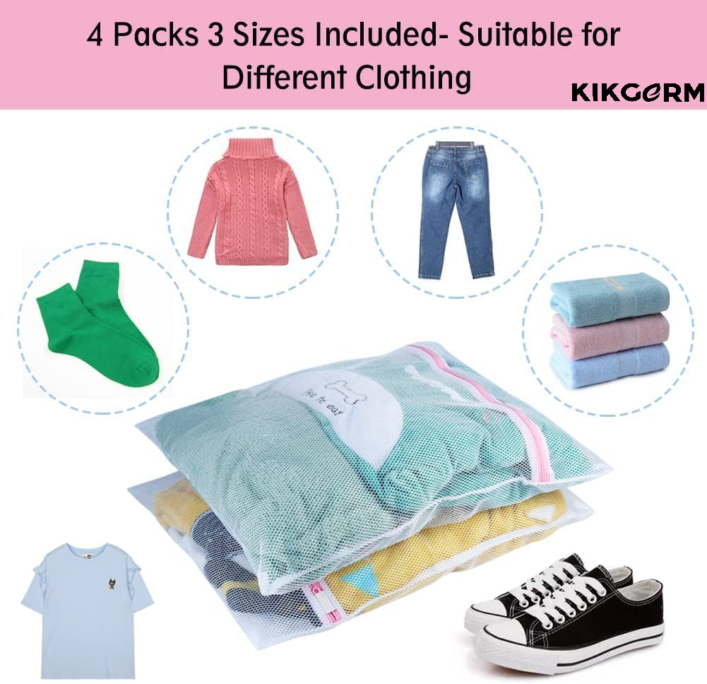 Premium Mesh Laundry Clothes Washing Bag (Set of 3) for Washing Machine Delicates | Large, Medium, Small