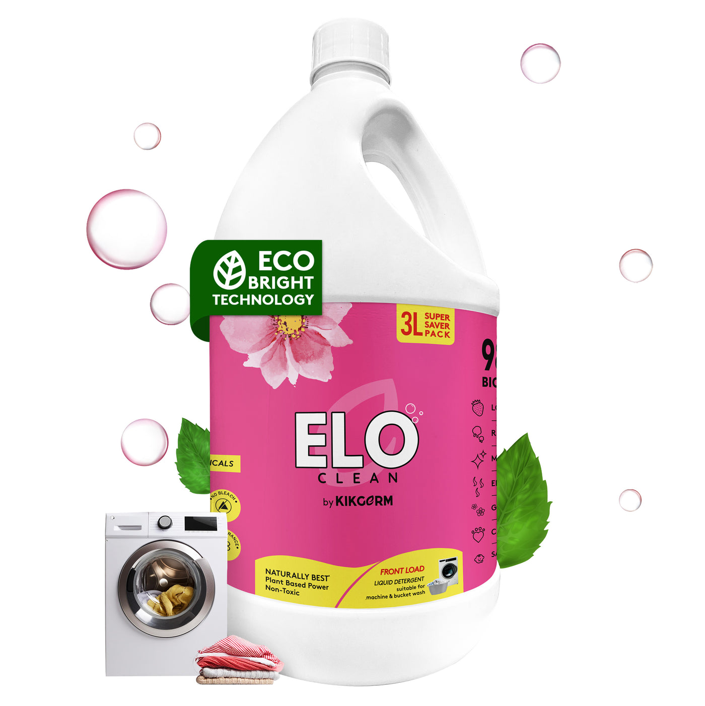 ELO Clean by KIKGERM Natural Front Load Liquid Detergent | 3 Litre