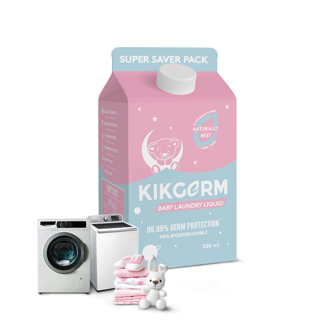 KIKGERM 100% Natural BABY Liquid Detergent | Plant Based Power | Gentle & Safe | 500ML